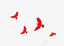 红色的小鸟手绘红色小鸟剪影高清图片