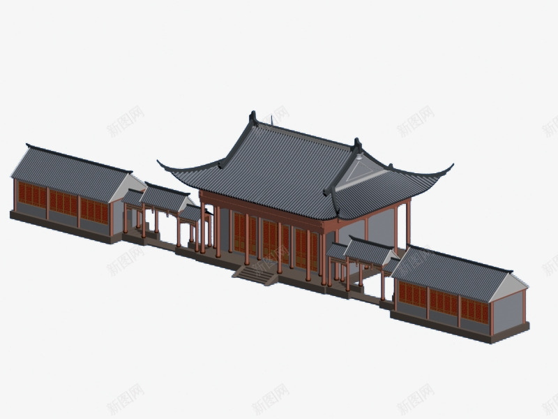 有质感的古代长廊建筑png免抠素材_新图网 https://ixintu.com 元素 古代 大气 建筑 模型 长廊