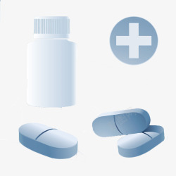 蓝色药片和药瓶素材