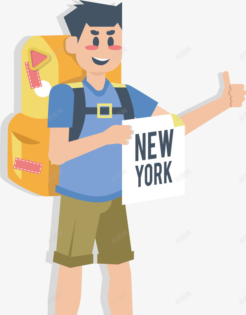 一个人背包旅游png免抠素材_新图网 https://ixintu.com 一个人旅行 去往纽约 搭车 毕业旅行 矢量png 背包客