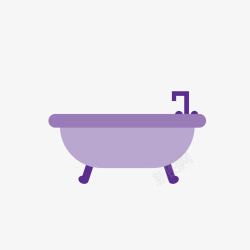 浴室平面手绘紫色小浴缸矢量图高清图片
