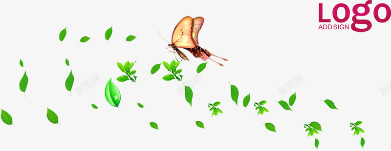 树叶蝴蝶清新logo图标图标
