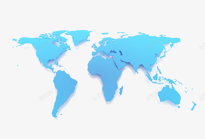 蓝色立体世界地图平面图png免抠素材_新图网 https://ixintu.com 世界地图 世界地图轮廓 平面图 立体 蓝色 高清图片
