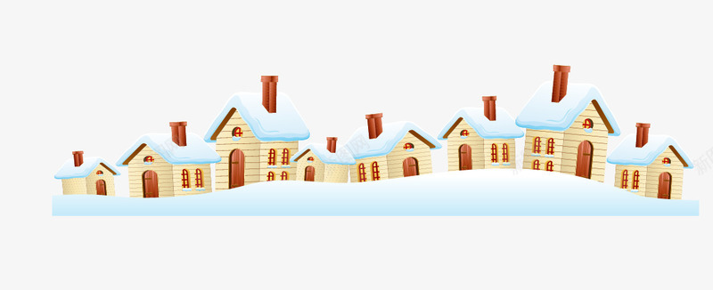 一排房子png免抠素材_新图网 https://ixintu.com 雪地 雪地里的房子 雪景