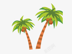 卡通椰树叶椰子卡通手绘椰树高清图片