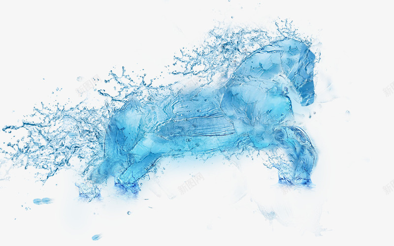 手绘马创意网png免抠素材_新图网 https://ixintu.com 创意 创意网 动物 奔跑的马 水彩马 蓝色