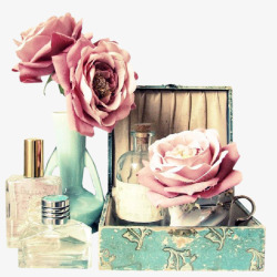 香水瓶和花朵素材