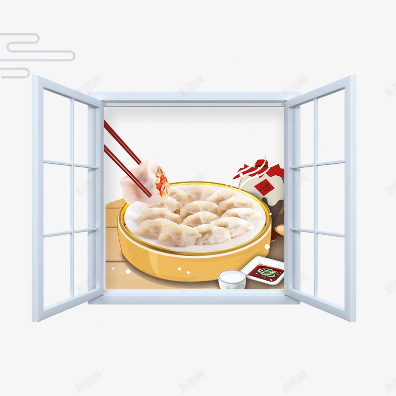 节日水饺图标psd_新图网 https://ixintu.com 团圆 图标 平面 水饺 窗户 节日 设计 面食 食物