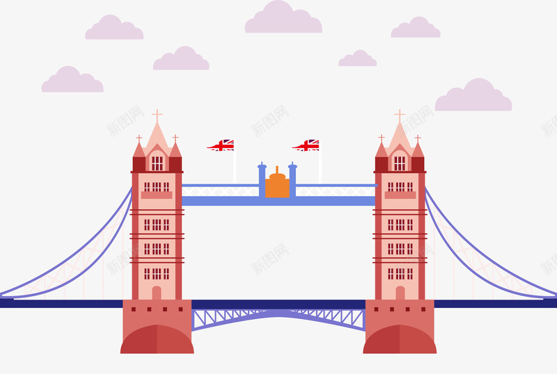 创意伦敦塔桥矢量图ai免抠素材_新图网 https://ixintu.com 伦敦 创意 塔桥 平面 矢量图