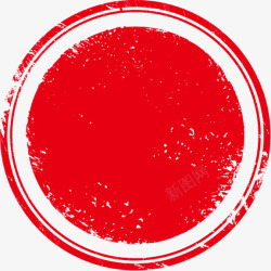 蓝红色圆形图标红色圆形印章纹理图标高清图片