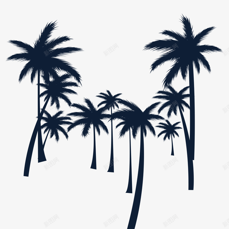 沙滩植物椰子树剪影png免抠素材_新图网 https://ixintu.com 剪影 植物 椰子树 沙滩 道路