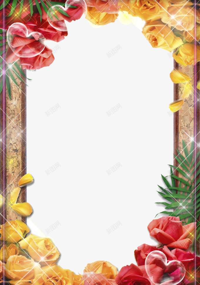 黄玫瑰相框png免抠素材_新图网 https://ixintu.com 植物 相框 红玫瑰 边框 黄玫瑰