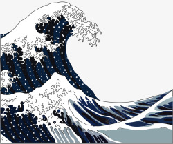 日式海浪画海浪高清图片