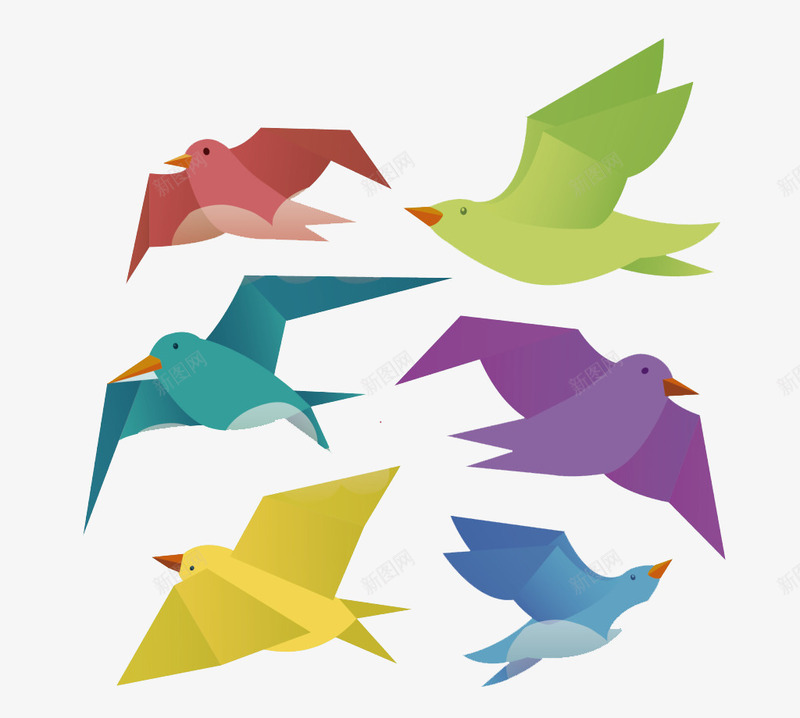 彩色折纸鸟类png免抠素材_新图网 https://ixintu.com 彩色折纸 折纸 鸟 鸟类