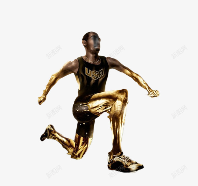 奔跑的男人png免抠素材_新图网 https://ixintu.com 神秘人物 装饰矢量图 运动 金色 黑人