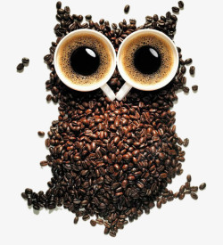 咖啡豆心脏图案创意咖啡豆与咖啡杯组成的高清图片