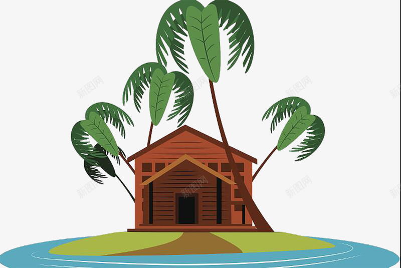 有小房子的荒岛png免抠素材_新图网 https://ixintu.com 卡通荒岛 孤寂的荒岛 手绘荒岛 无人荒岛 海面上的小岛 荒岛