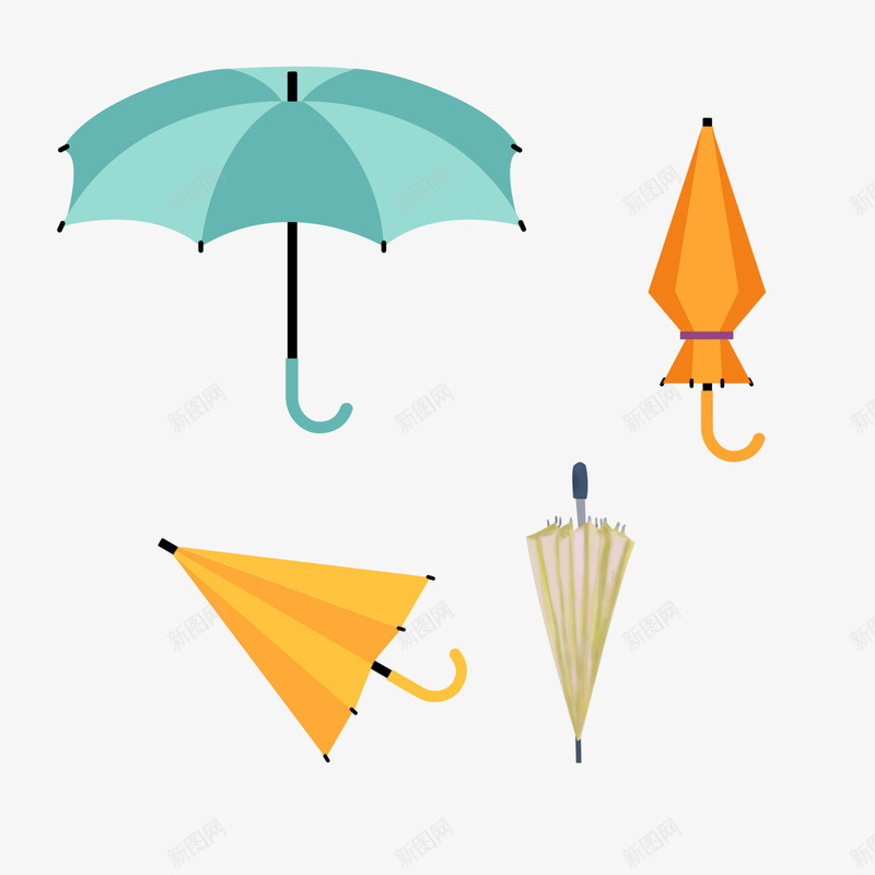 雨伞插画png免抠素材_新图网 https://ixintu.com 伞 彩色雨伞 打开的雨伞 橙色 米色 蓝色 雨伞插画 雨具