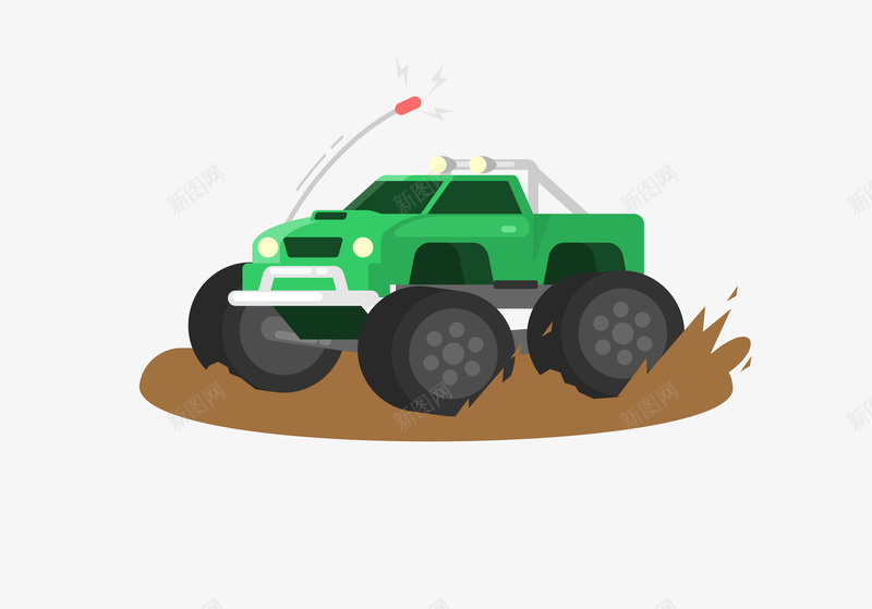 泥沙中的绿色车png免抠素材_新图网 https://ixintu.com 泥水 泥沙 泥泞 泥浆 绿色 越野车