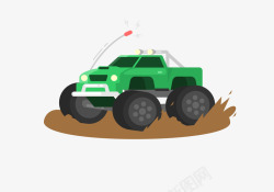 泥沙中的绿色车素材
