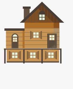 漂亮别墅木房子手绘卡通带烟囱的房子高清图片