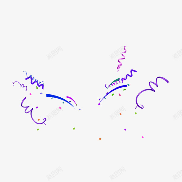 漂浮彩带png免抠素材_新图网 https://ixintu.com 喜庆 欢乐 洒落 紫色 飘纸