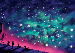 景插画星空插画高清图片