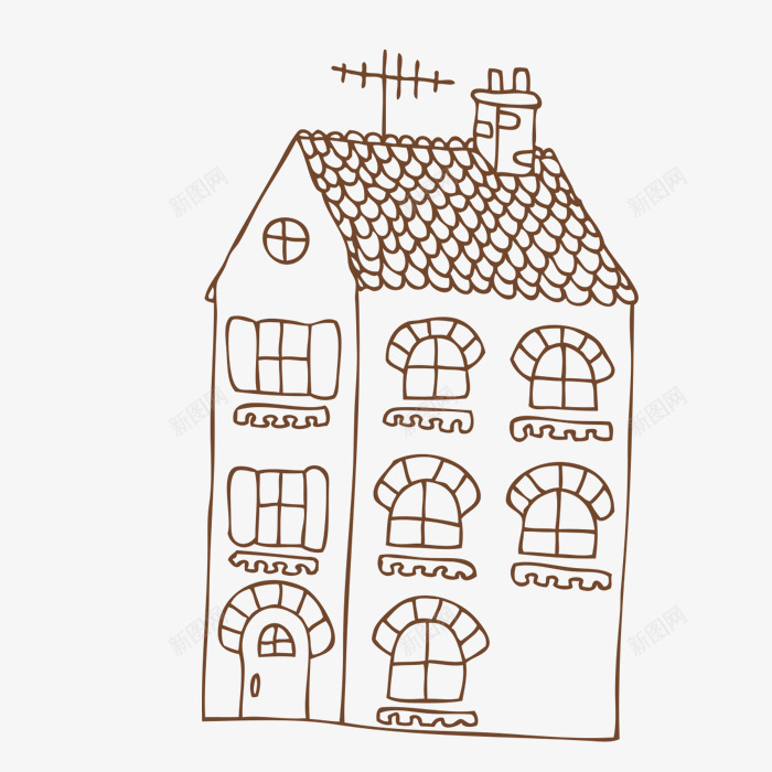 简笔房子png免抠素材_新图网 https://ixintu.com 一栋 卡通 可爱 天线 房子 手绘 楼房 黑色