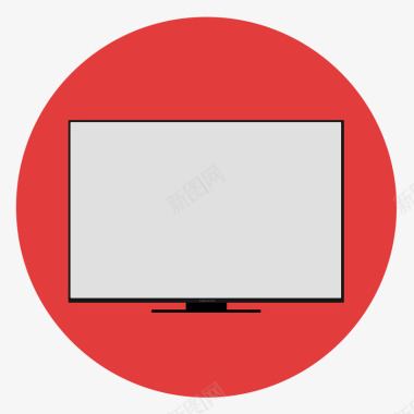电视机平面圈图标图标