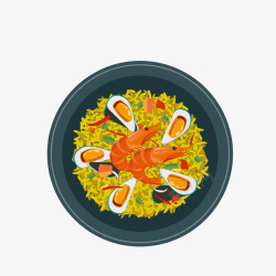 黄色辣椒手绘青口大虾海鲜烩饭矢量图高清图片