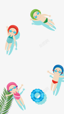 儿童游泳浮圈蓝色卡通游泳培训班PSD分层H高清图片