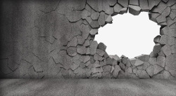 裂缝的灰色破洞墙高清图片
