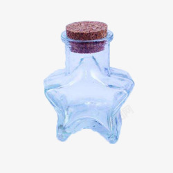 蓝瓶瓷器蓝玻璃星星心愿瓶软塞高清图片