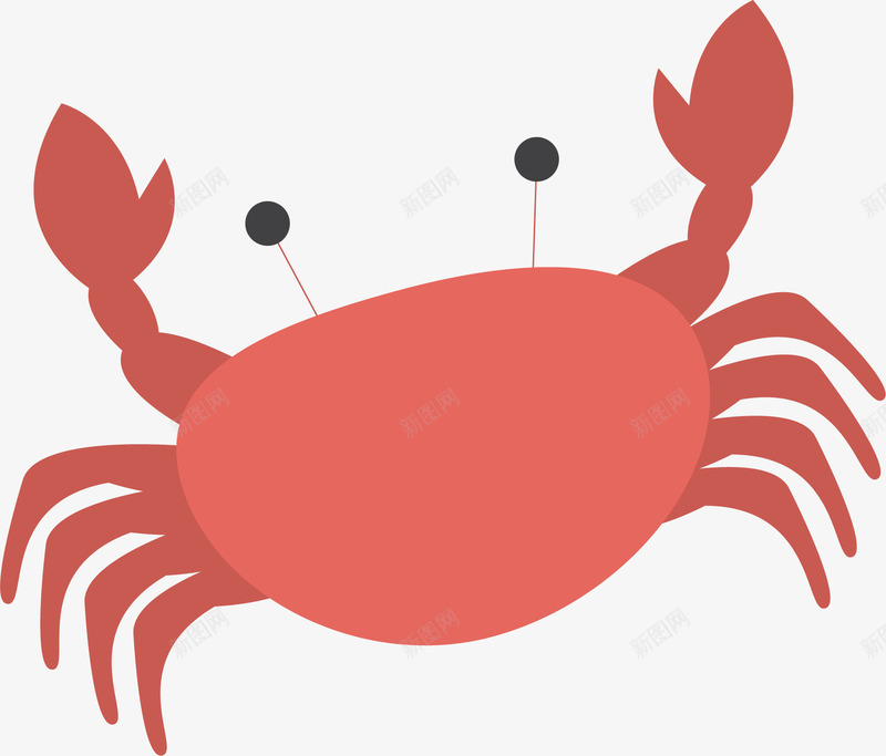 红色螃蟹png免抠素材_新图网 https://ixintu.com 可爱 手绘 横行霸道 海鲜 爪子 眼睛 红色 螃蟹