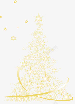 梦幻圣诞黄色梦幻圣诞树星星装饰高清图片