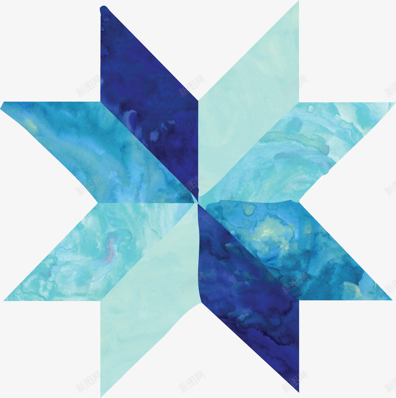 几何图形png免抠素材_新图网 https://ixintu.com 冷色系 彩色 手绘 拼合 星星