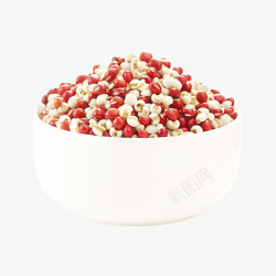 饱满的红豆粒一碗薏米参红豆高清图片