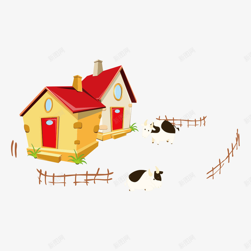 小房子围栏png免抠素材_新图网 https://ixintu.com 农场 围栏 小房子 素材