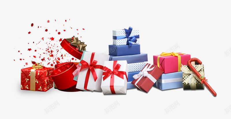 堆积的礼品礼盒彩带psd免抠素材_新图网 https://ixintu.com 堆积的 彩带飘飘 打开的礼盒 漂浮的彩带 礼品 礼盒彩带 红色的礼盒