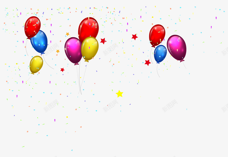 卡通手绘彩色气球缤纷纸屑矢量图ai免抠素材_新图网 https://ixintu.com 卡通的气球 平面气球素材 彩色的气球 手绘的纸屑 缤纷的纸屑 矢量图