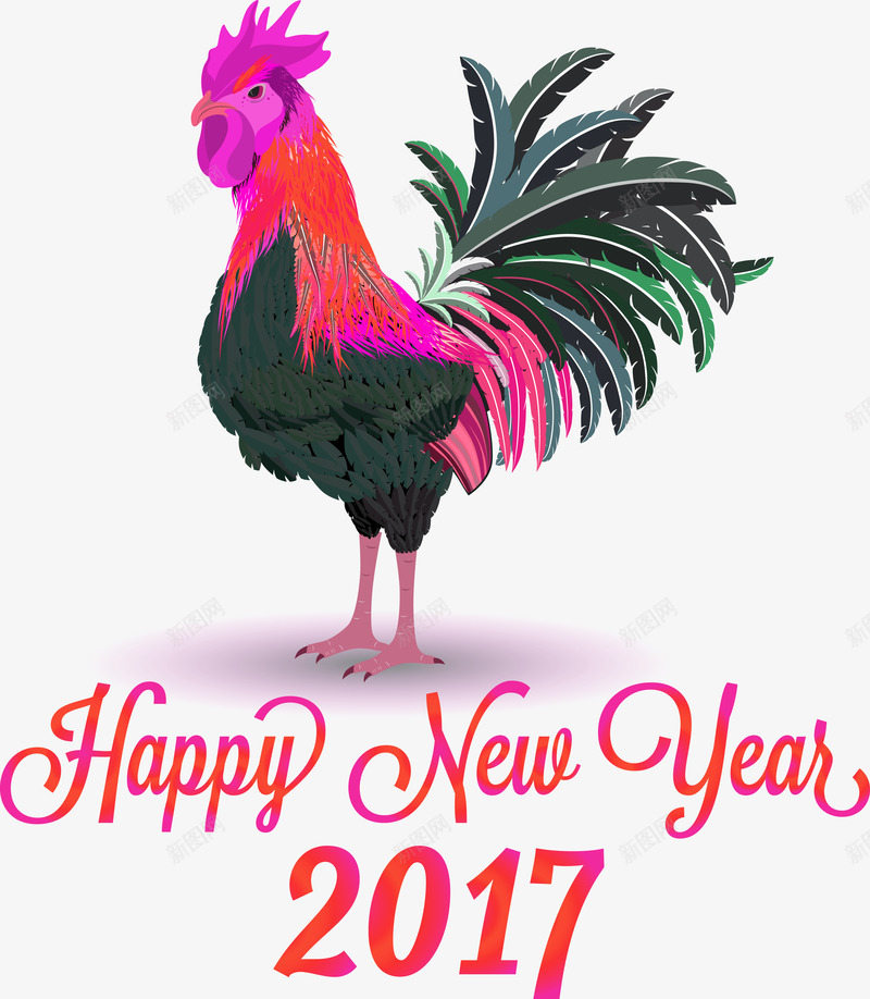 新年快乐2017公鸡png免抠素材_新图网 https://ixintu.com 2017 公鸡 平面 新年
