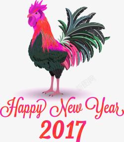 新年快乐2017公鸡素材