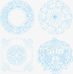 手绘鳐鱼设计中国古典花纹高清图片