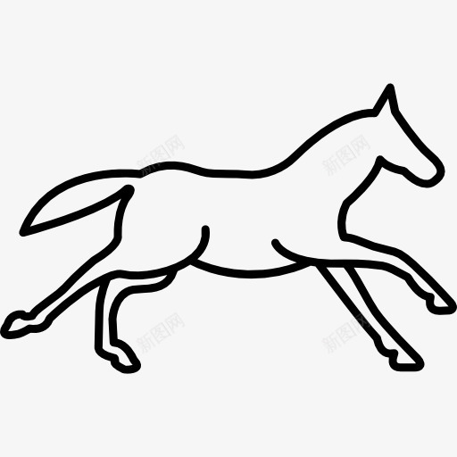 奔跑的马的轮廓侧面图标png_新图网 https://ixintu.com 侧视图 动物 形状 跑步 轮廓 马