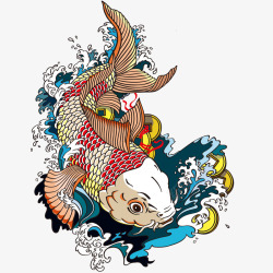 手绘鱼类淡水锦鲤插画矢量图高清图片