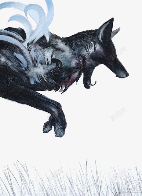 卡通黑狼png免抠素材_新图网 https://ixintu.com 动物 奔跑的黑狼 手绘黑狼 野狼