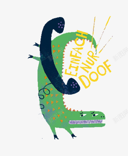 卡通鳄鱼接电话png免抠素材_新图网 https://ixintu.com 沟通 电话 铃声 鳄鱼