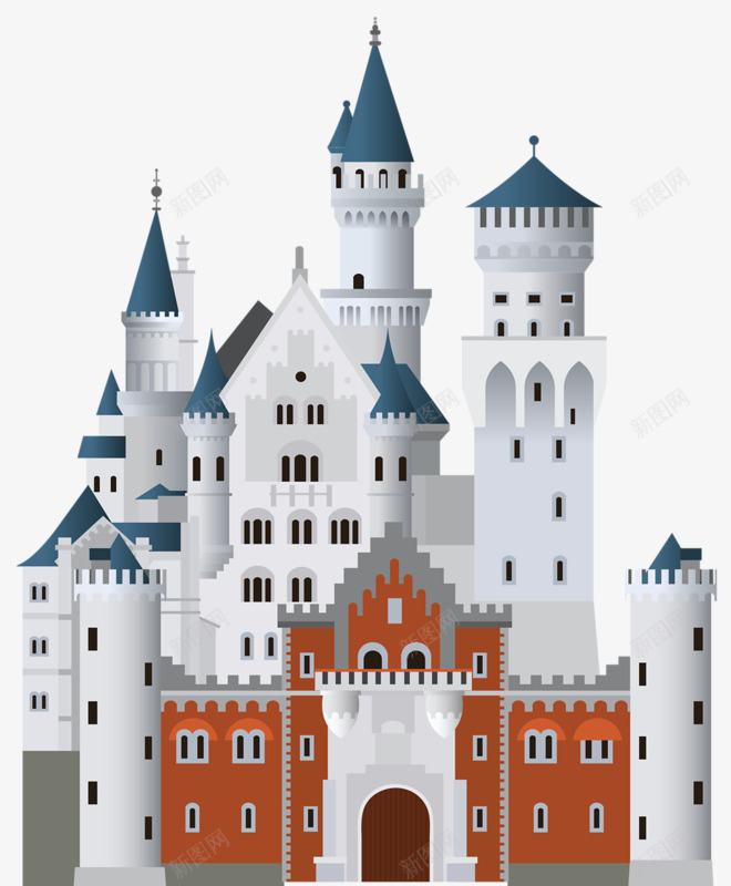 公主的城堡png免抠素材_新图网 https://ixintu.com 城堡 房屋 白色 红色