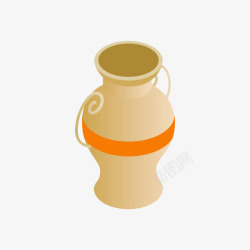 蓄水瓶手绘双耳陶瓷罐子高清图片