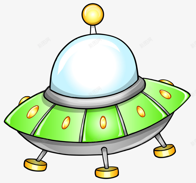 绿色小飞碟png免抠素材_新图网 https://ixintu.com 卡通 外星人 外星球 飞碟